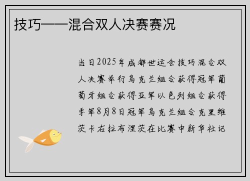 技巧——混合双人决赛赛况